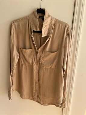 Velvet Heart Tan Tencel Button Down Blouse Shirt L